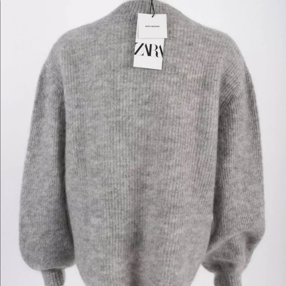 Zara Womens Oversized Sweater S Gray Mohair Wool - Picture 3 of 11